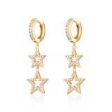 Double Star Hoop earrings - Gold