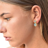 Mother of Pearl with Aqua Tear Drop stud earrings